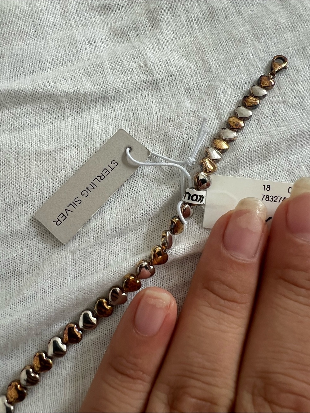 Rachel Zoe Two-Tone Heart Link Bracelet in Silver and Gold